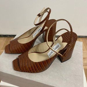 Jimmy Choo | Jassidy Croc-Embossed Leather Sandals